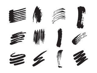 Artistic ink brush stroke symbols in modern 2D vector format