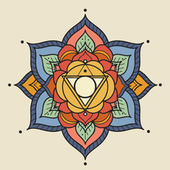 Image effects with vintage design, creative mandala with triangle inside, and circular elements. Image effects include symbolic geometric shapes that enhance visual appeal.