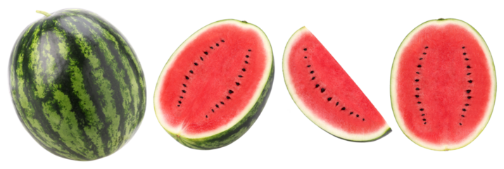 Watermelon, half and slices isolated, Fresh  Watermelon, transparent PNG, PNG format