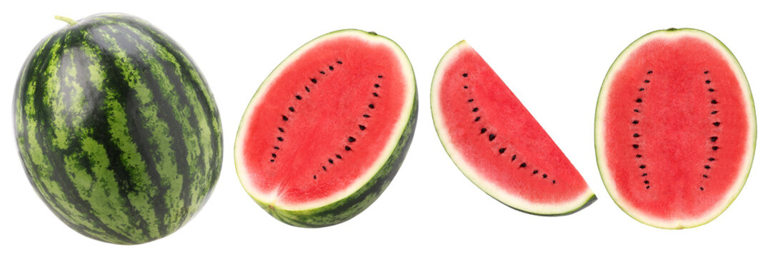 Watermelon, half and slices isolated, Fresh Watermelon, transparent PNG, PNG format