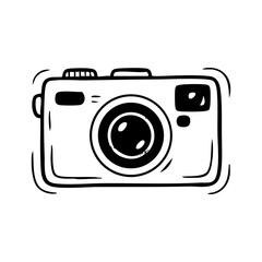 Camera doodle illustration for photography enthusiasts and designers seeking creative visuals for projects