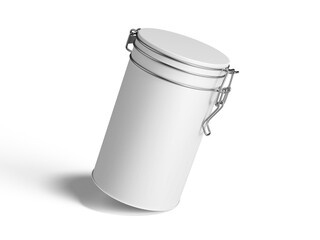 White Blank Container Tin Can Mockup with Airtight Lid