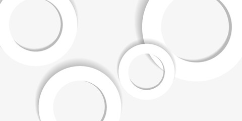 Modern minimal and clean white paper cut background with realistic circle shape . Elegant silver design for web,