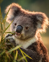 Obraz premium Koala Eating Golden Hour Clean Background