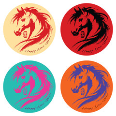 Horse Head Round Badge Set