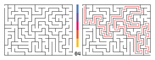 Abstract Maze Puzzle Labyrinth With Entry And Exit. Maze For Activity Book. Problem-Solving Puzzles Games For Workbook. Vector illustration - EPS 10
