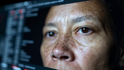 Close-up view of AI interface displaying comparison between real and digital images showcasing detailed facial features - Powered by Adobe