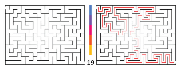 Abstract Maze Puzzle Labyrinth With Entry And Exit. Maze For Activity Book. Problem-Solving Puzzles Games For Workbook. Vector illustration - EPS 10