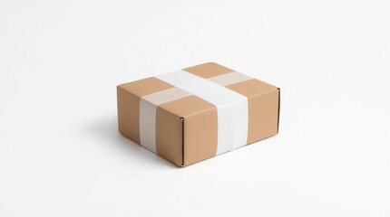 Fototapeta premium Kraft paper Gift Box Mockup with white paper cover, 3d rendering
