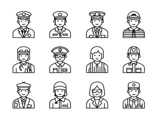 Clean professions and jobs vector icon collection