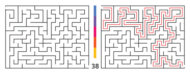Abstract Maze Puzzle Labyrinth With Entry And Exit. Maze For Activity Book. Problem-Solving Puzzles Games For Workbook. Vector illustration - EPS 10