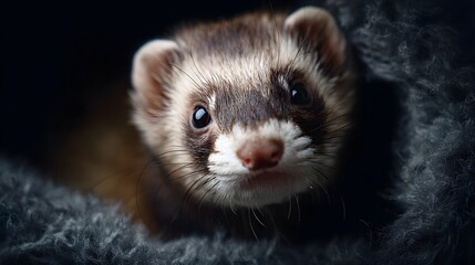 Ferret peeking from a cozy tunnel bed