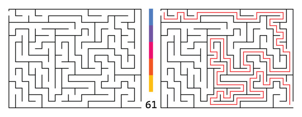 Abstract Maze Puzzle Labyrinth With Entry And Exit. Maze For Activity Book. Problem-Solving Puzzles Games For Workbook. Vector illustration - EPS 10