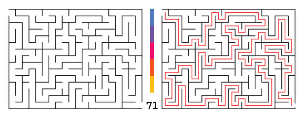 Abstract Maze Puzzle Labyrinth With Entry And Exit. Maze For Activity Book. Problem-Solving Puzzles Games For Workbook. Vector illustration - EPS 10