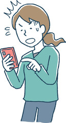 スマホを見て驚く女性