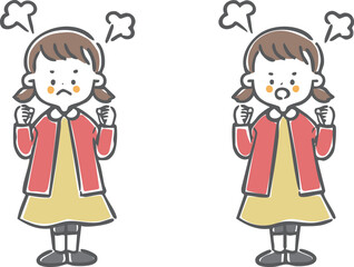 怒っている女の子　全身　ベクター
