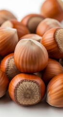 Close-up view of hazelnuts.