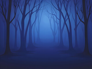 Obraz premium Mystic Blue Forest Illustration