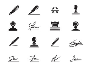 Signature and Stamp Icons for Business Branding
