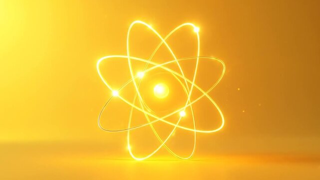Atomic structure illuminated in golden light