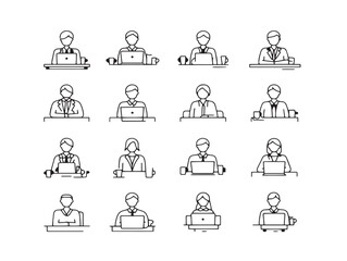 Productive Teamwork and Office Meeting Icon Bundle