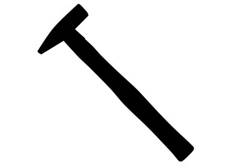 Black and white vector graphic of hammer. Illustration made August 6th, 2025, Zurich, Switzerland.
