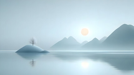 Serene Winter Landscape 3D Illustration