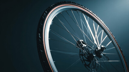 Close-up of a Bicycle Wheel, showcasing its intricate design and functionality. It's a great shot to highlight details, with sharp focus and interesting angles