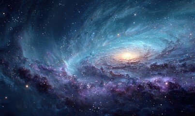 Fototapeta premium Cosmic spiral galaxy, swirling nebulae, starry expanse