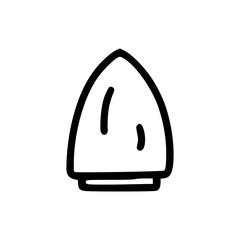 Simple illustration of a white lamp with black outline and two dark markings on the surface area