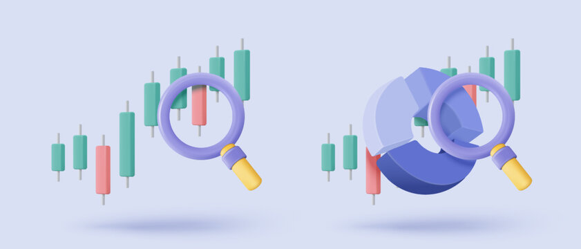 3d statistic graph icon for investment diagram report. creative solution concept on pastel background. Goal for business, bank, finance. 3d analysis investment graph vector icon render illustration