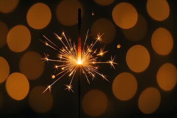 new year sparkler on black background