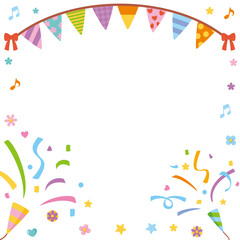 Obraz premium お祝いパーティSNS用フレーム｜クラッカーとガーランド(Celebration Party SNS Frame – With Confetti Poppers and Garland)