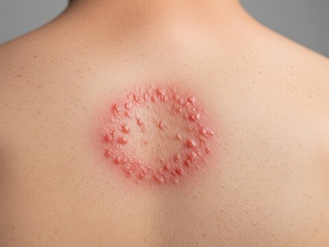 Tinea corporis fungal skin infection with raised red circular border