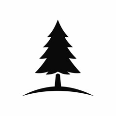 Obraz premium A simple black silhouette of a pine tree. A stylized coniferous tree icon representing nature, wilderness, and the outdoors.