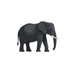 Obraz premium Gray elephant illustration, side view. Clean art large mammal with tusks, perfect for wildlife zoo themes. Simple design suitable for graphic elements, educational materials logos.