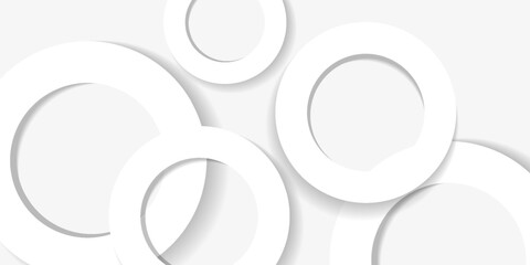 Modern minimal and clean white paper cut background with realistic circle shape . Elegant silver design for web.eps 10