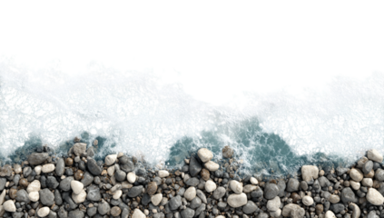 Rocky Shoreline with Gentle Ocean Waves on Transparent Background