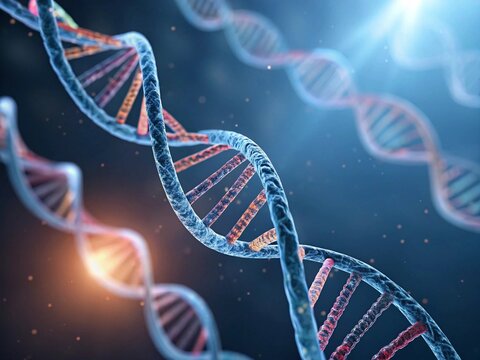 dna strand on blue background