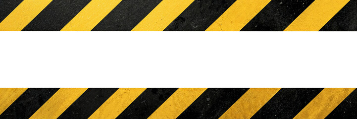 Fototapeta premium Black and Yellow Hazard Tape for Construction, Safety Signage, Industrial Design Isolated on Transparent Background