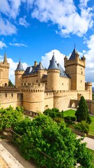 Fototapeta premium Medieval castle under vibrant sky