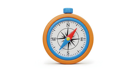 “Colorful Compass Inset with Orange Frame and Directional Markers”