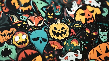 Fototapeta premium Die-cut Halloween personage sticker with emotional connection vibes