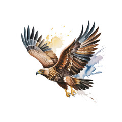Obraz premium Majestic Eagle in Flight Watercolor Splash Art