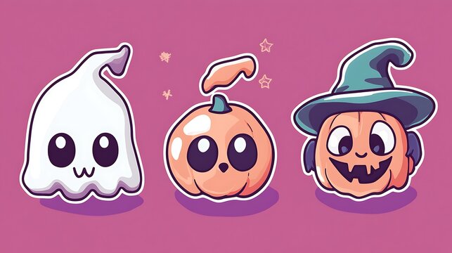 Halloween character design sticker with symbolic connection theme