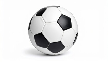 Fototapeta premium A classic black and white soccer ball resting on a clean white background with soft lighting
