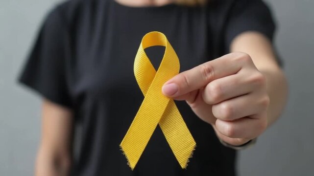 Suicide prevention day, Sarcoma, bone, bladder and Childhood cancer Awareness month, Yellow Ribbon for supporting people living and illness. children Healthcare and World cancer day concept - Powered by Adobe