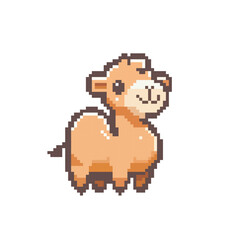 camel pixel art vector illustration on isolated background.