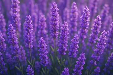 Naklejka premium Lavender Field Closeup. Purple Floral Background