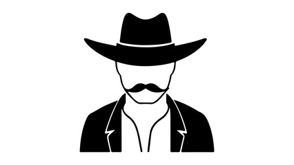 simple stylish shape of a cowboy silhouette black and white illustration